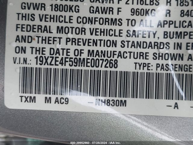 19XZE4F59ME007268 Honda INSIGHT EX