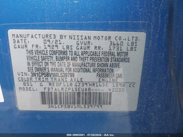 Nissan Kicks S Xtronic Cvt 2021 3N1CP5BV1ML539799 Image 9