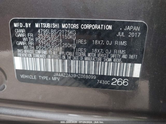 JA4AZ2A39HZ068099 Mitsubishi Outlander Es