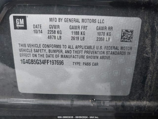 1G4GB5G34FF197696 Buick Lacrosse Leather