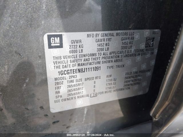 1GCGTEEN8J1111091 Chevrolet Colorado Zr2