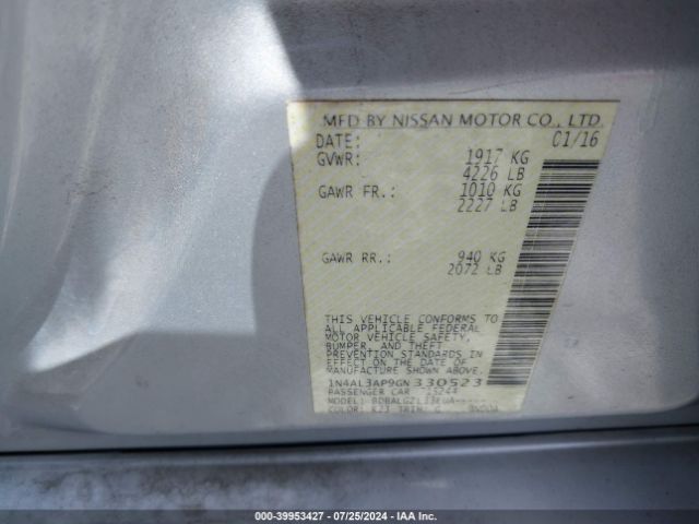 1N4AL3AP9GN330523 Nissan Altima 2.5/2.5 S/2.5 Sl/2.5 Sr/2.5 Sv