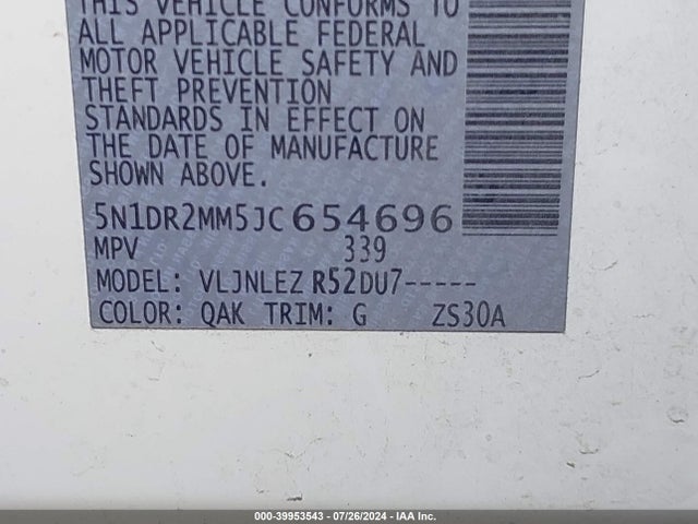 Nissan Pathfinder Sv 2018 5N1DR2MM5JC654696 Image 9