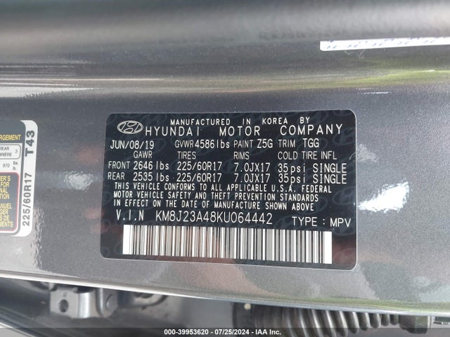 Hyundai TUCSON SE 2019 KM8J23A48KU064442 Image 9