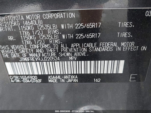 Toyota RAV4 LE 2018 JTMBFREV9JJ220524 Image 9