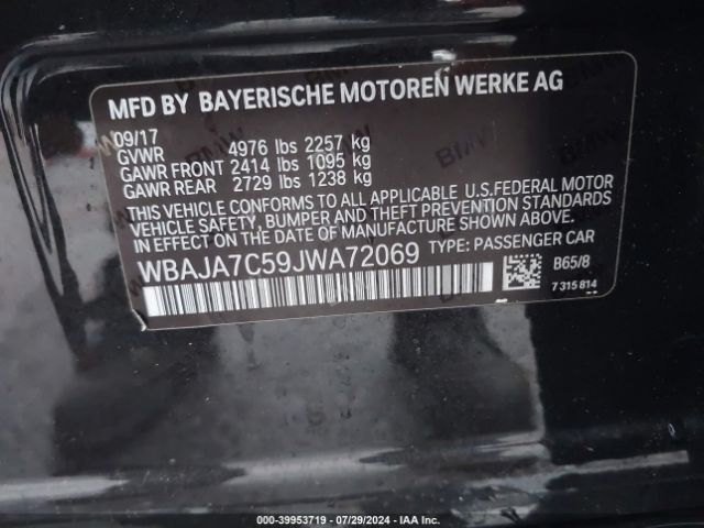 WBAJA7C59JWA72069 BMW 530i Xdrive