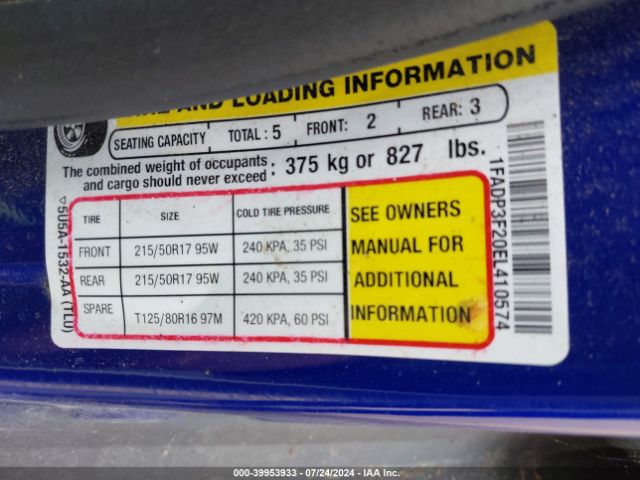 1FADP3F20EL410574 Ford FOCUS SE