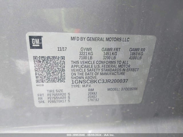 Chevrolet Tahoe Lt 2018 1GNSCBKC3JR200037 Image 9