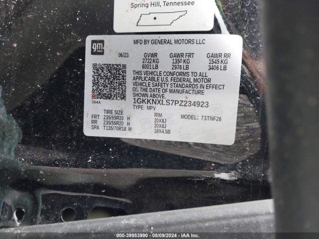 1GKKNXLS7PZ234923 GMC Acadia Awd Denali