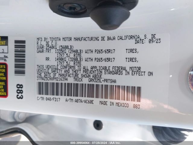 3TMAZ5CNXPM216394 Toyota Tacoma Trd Sport