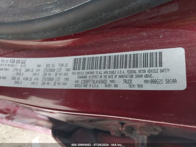 1C6SRFFT0LN103422 RAM 1500 Lone Star  4x4 5'7 Box