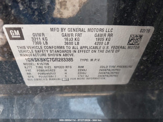 Chevrolet Tahoe Lt 2016 1GNSKBKC7GR283385 Image 9