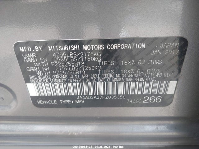 2017 MITSUBISHI OUTLANDER JA4AD3A37HZ035350 Photo 8