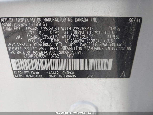 Toyota Rav4 Xle 2014 2T3WFREV0EW110762 Image 9