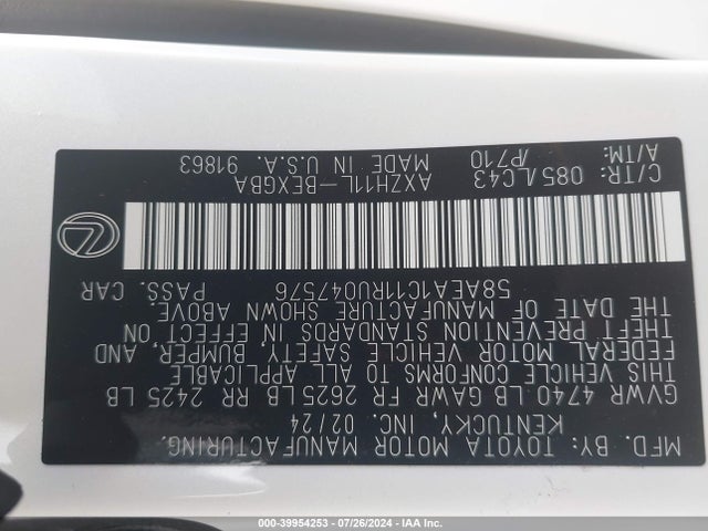 58AEA1C11RU047576 Lexus Es 300h Luxury
