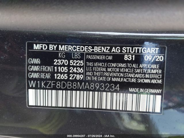W1KZF8DB8MA893234 Mercedes-Benz E 350