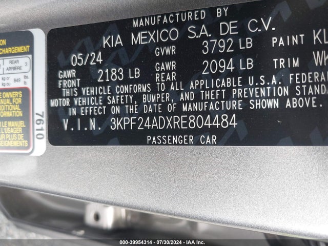 KIA Forte Lxs 2024 3KPF24ADXRE804484 Image 9