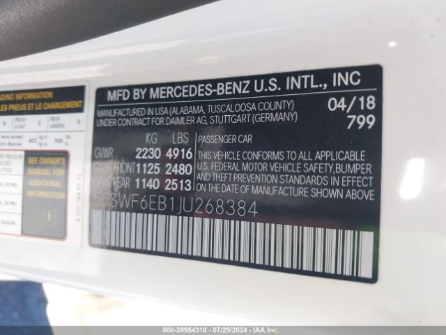 55SWF6EB1JU268384 Mercedes-Benz Amg C 43 4matic