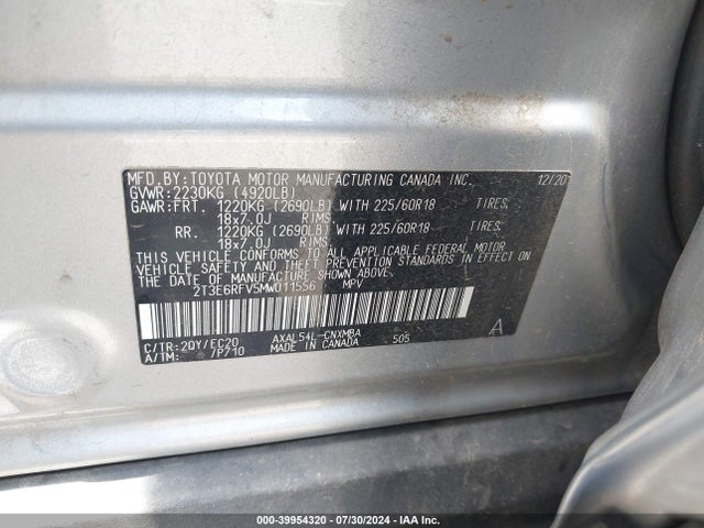 2T3E6RFV5MW011556 Toyota Rav4 Hybrid Xse
