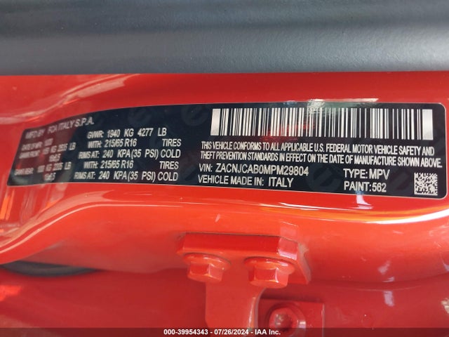 ZACNJCAB0MPM29804 Jeep Renegade Sport Fwd