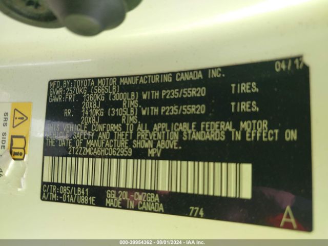 2T2ZZMCA6HC062959 Lexus Rx 350 F Sport
