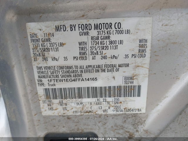 Ford F-150 Xlt 2015 1FTEW1EG4FFA14165 Image 9