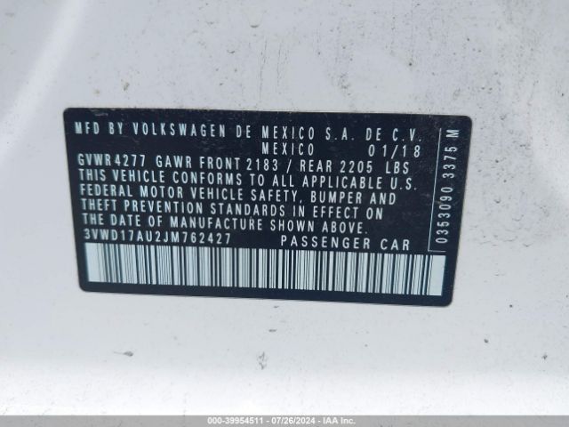 3VWD17AU2JM762427 Volkswagen Golf Sportwagen Tsi S/tsi Se