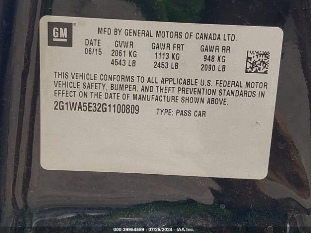 2G1WA5E32G1100809 Chevrolet Impala Limited Ls