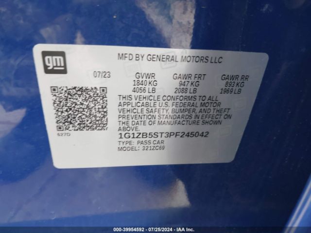 1G1ZB5ST3PF245042 Chevrolet Malibu Fwd Ls