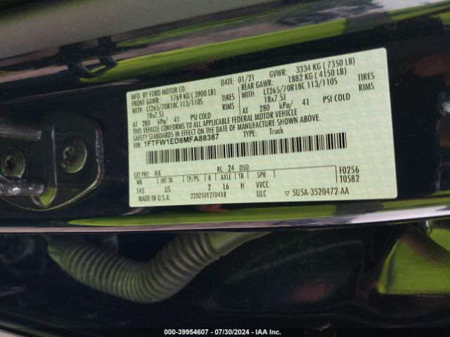 1FTFW1ED8MFA88387 Ford F-150 Xlt