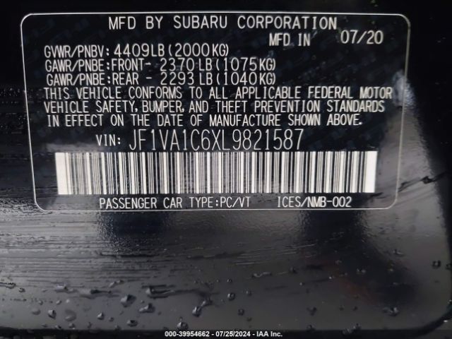 JF1VA1C6XL9821587 Subaru Wrx Premium