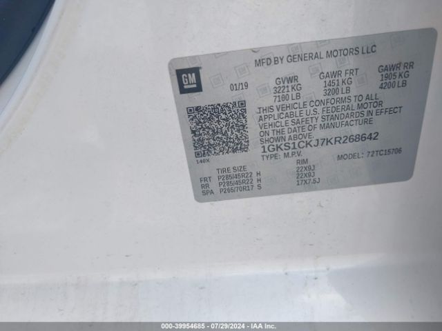 1GKS1CKJ7KR268642 GMC YUKON DENALI