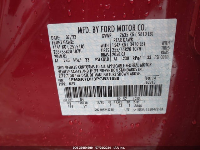 Ford EXPLORER XLT 2023 1FMSK7DH3PGB31688 Image 9