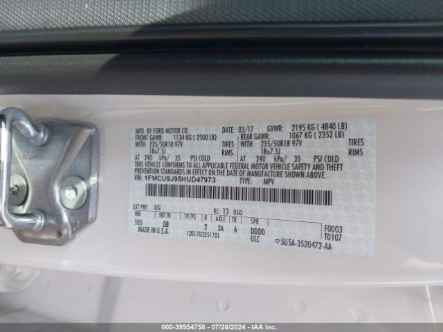 2017 FORD ESCAPE 1FMCU9J95HUD47973 Photo 8