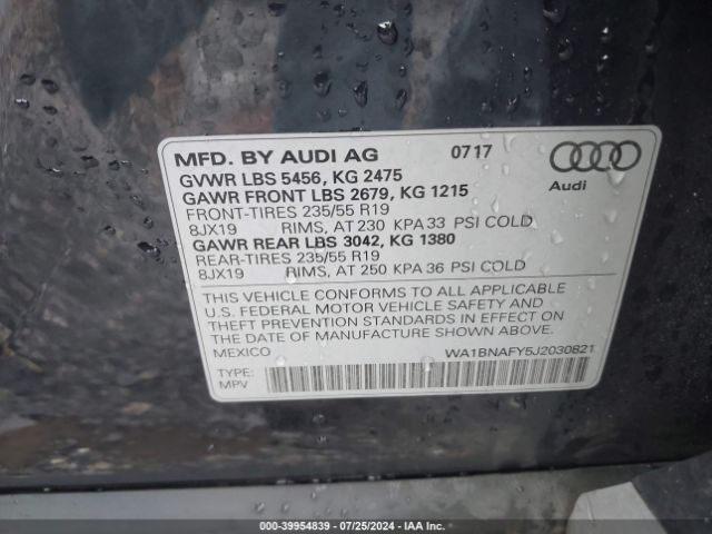 WA1BNAFY5J2030821 Audi Q5 2.0t Premium