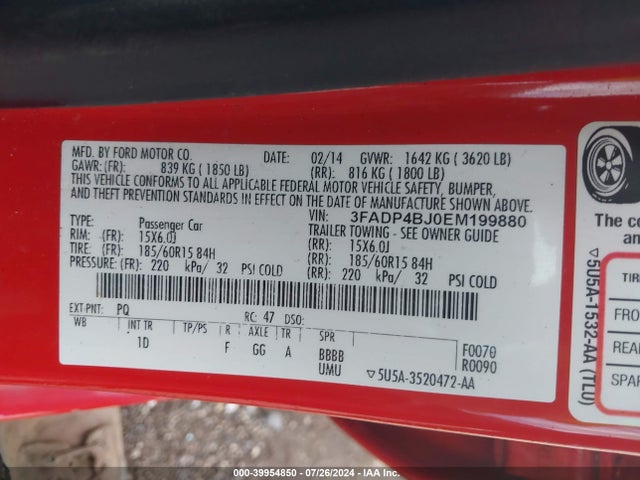 Ford FIESTA SE 2014 3FADP4BJ0EM199880 Image 9