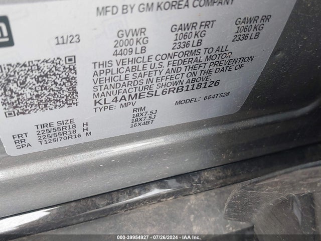 KL4AMESL6RB118126 Buick Encore Gx Sport Touring Awd