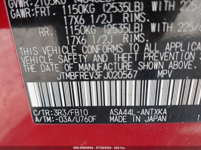 Toyota RAV4 LE 2015 JTMBFREV3FJ020567 Image 9