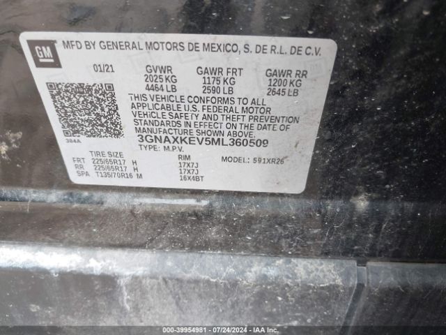 3GNAXKEV5ML360509 Chevrolet Equinox Fwd Lt