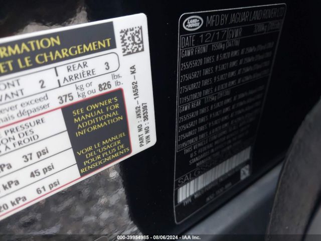 SALGS5RE2JA383397 Land Rover Range Rover 5.0l V8 Supercharged