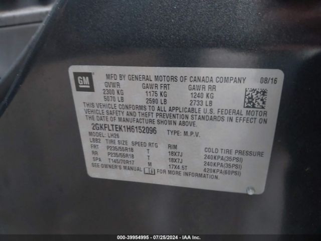 2GKFLTEK1H6152096 GMC Terrain Sle-2