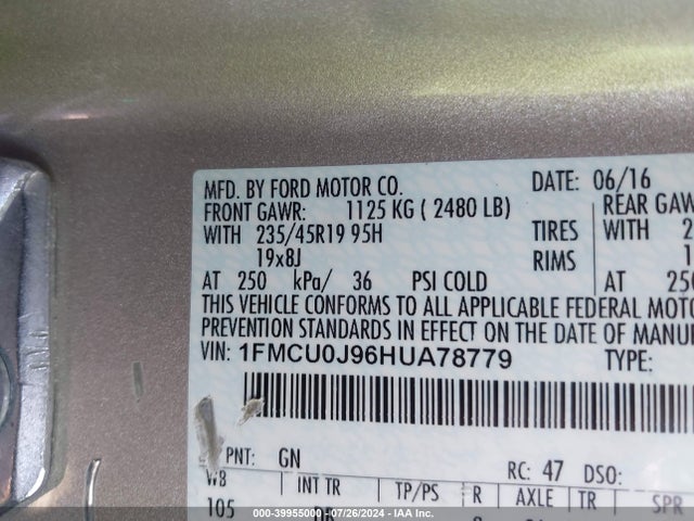 Ford Escape Titanium 2017 1FMCU0J96HUA78779 Image 9