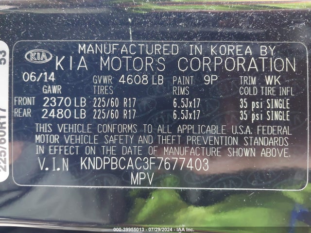 KIA Sportage Lx 2015 KNDPBCAC3F7677403 Image 9
