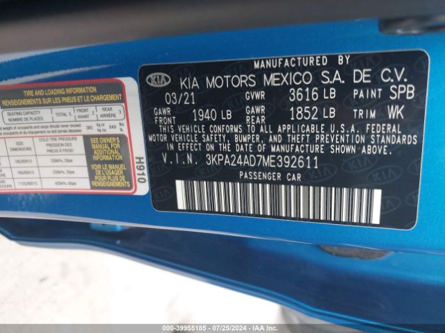 2021 KIA RIO 3KPA24AD7ME392611 Photo 8