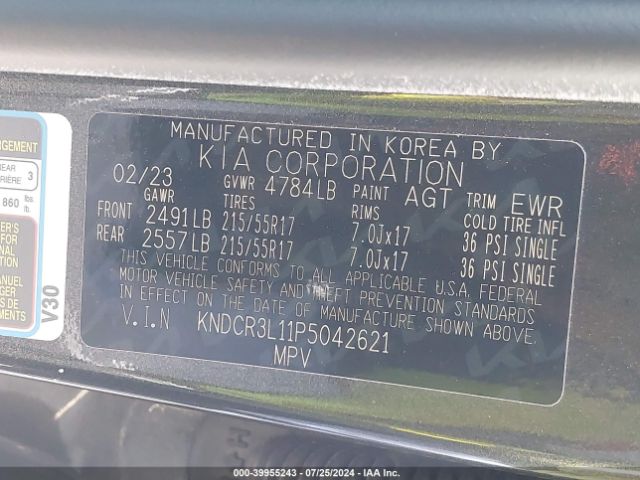 KNDCR3L11P5042621 KIA Niro Ev Wind