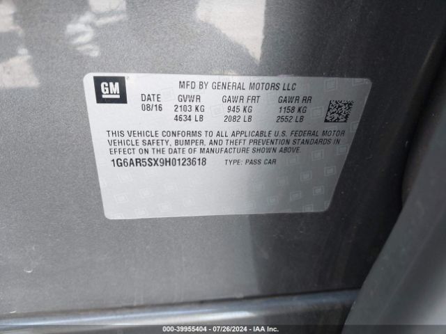 1G6AR5SX9H0123618 Cadillac CTS LUXURY