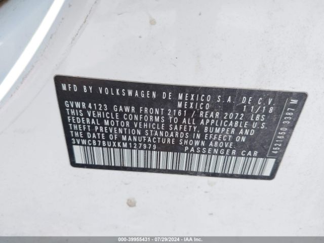 3VWCB7BUXKM127979 Volkswagen Jetta 1.4t R-line/1.4t S/1.4t Se