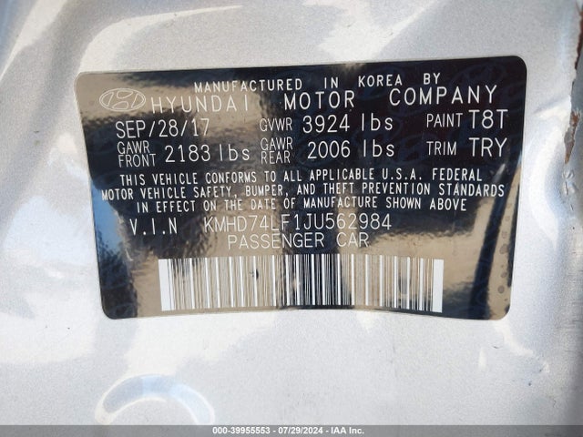 Hyundai ELANTRA SE 2018 KMHD74LF1JU562984 Image 9