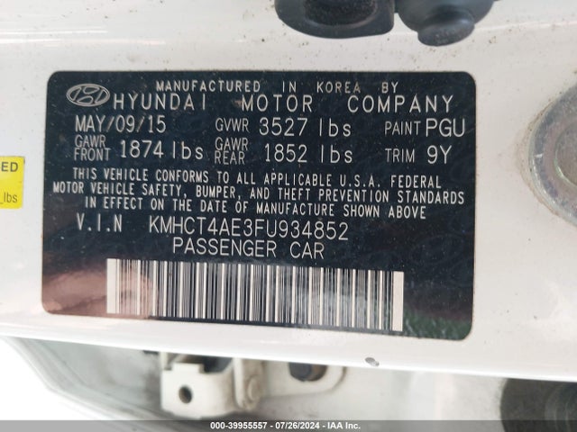 Hyundai ACCENT GLS 2015 KMHCT4AE3FU934852 Image 9