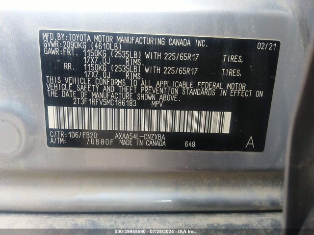 Toyota RAV4 LE 2021 2T3F1RFV5MC186183 Image 9